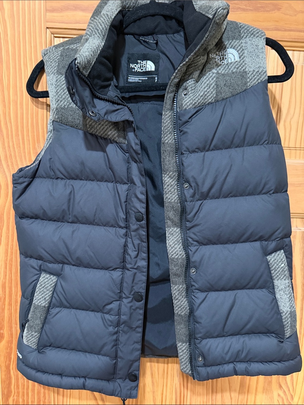 The North Face black and Gray Quilted Puffer Vest